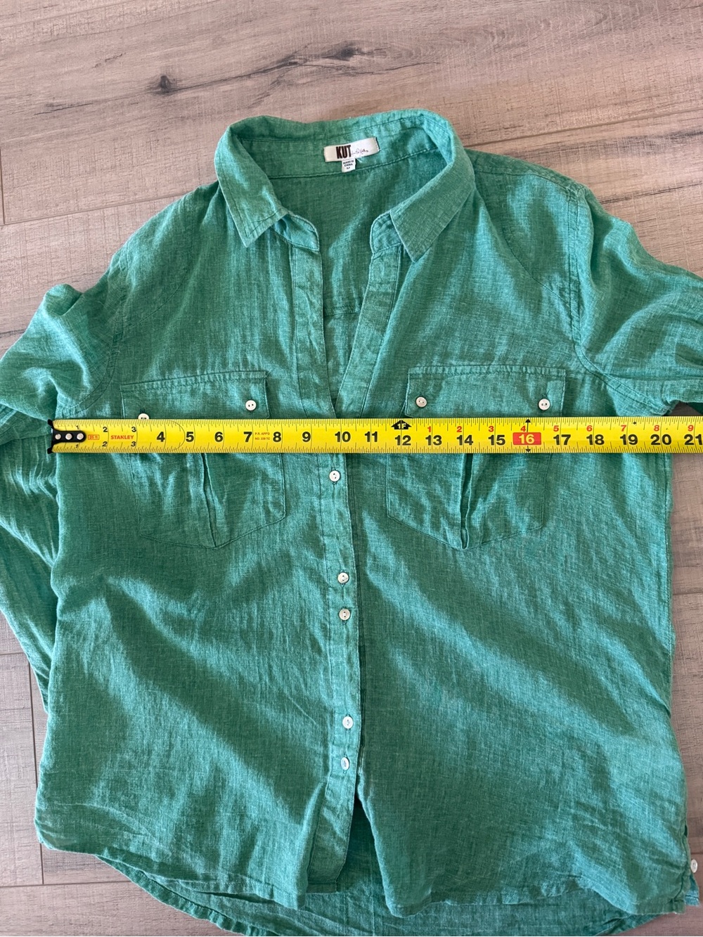 KUT from the Kloth Green Cotton Gauze Button Front Shirt Utility Blouse Size M - Picture 8 of 12